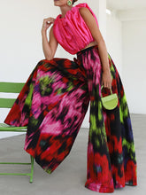 Wide Leg Multi-Colored Printed Pants Trousers